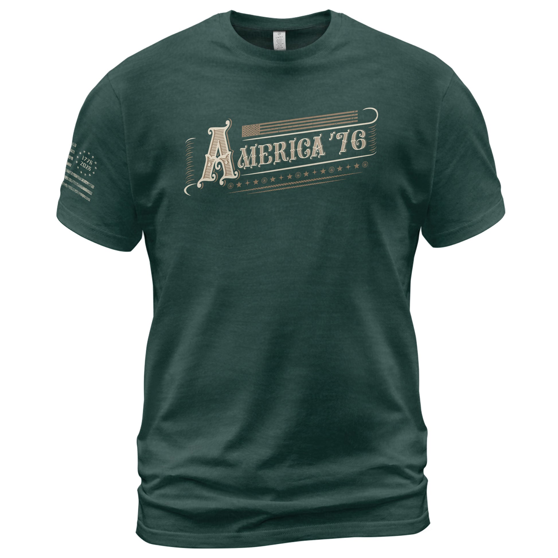 America '76 Graphic T Shirt Vintage Patriotic American Pride Style Casual Mens Top - Rust Field Wear
