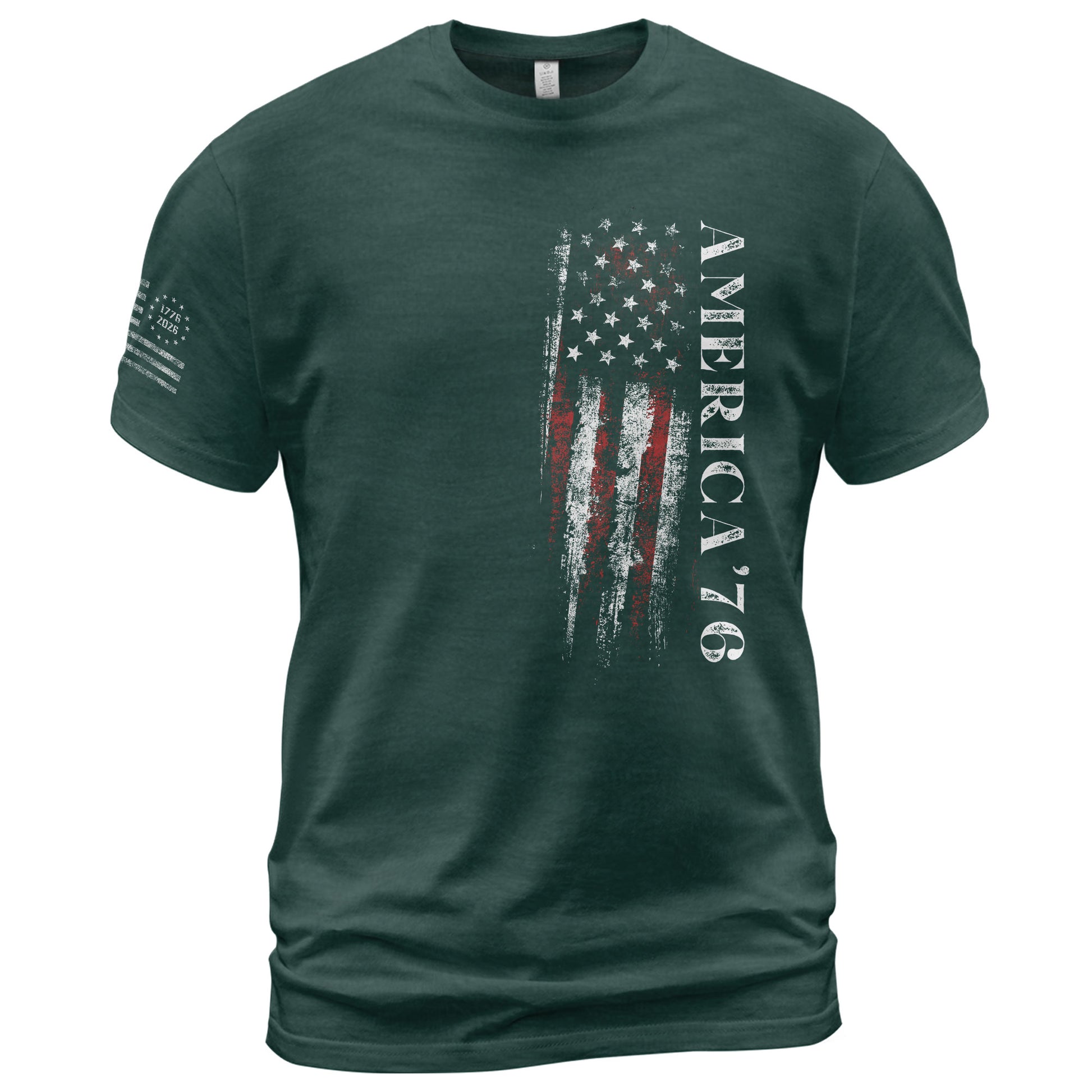 America '76 Graphic T Shirt Patriotic Vertical Flag Design Casual Mens Statement Shirt - Rust Field Wear