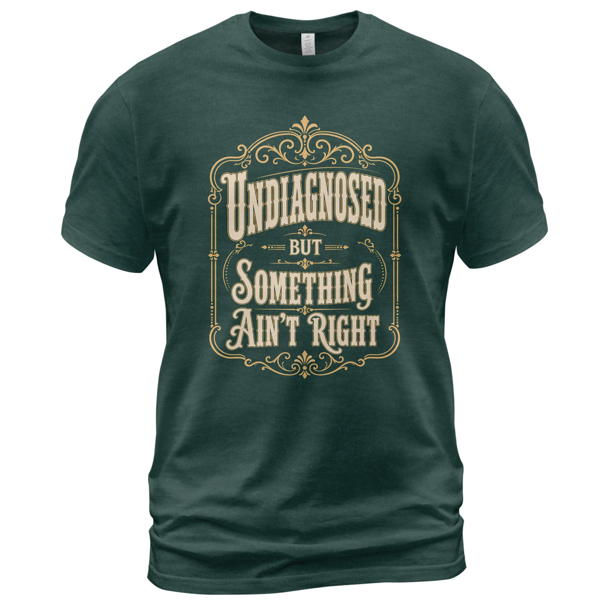 Vintage Ornate Frame Slogan Tee Undiagnosed But Something Ain't Right Casual Shirt - Rust Field Wear