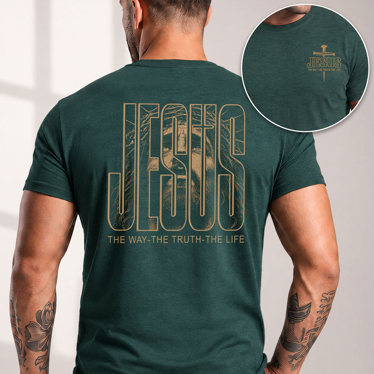 Jesus The Way The Truth The Life T Shirt Christian Portrait Crown Of Thorns Tee Top - Rust Field Wear