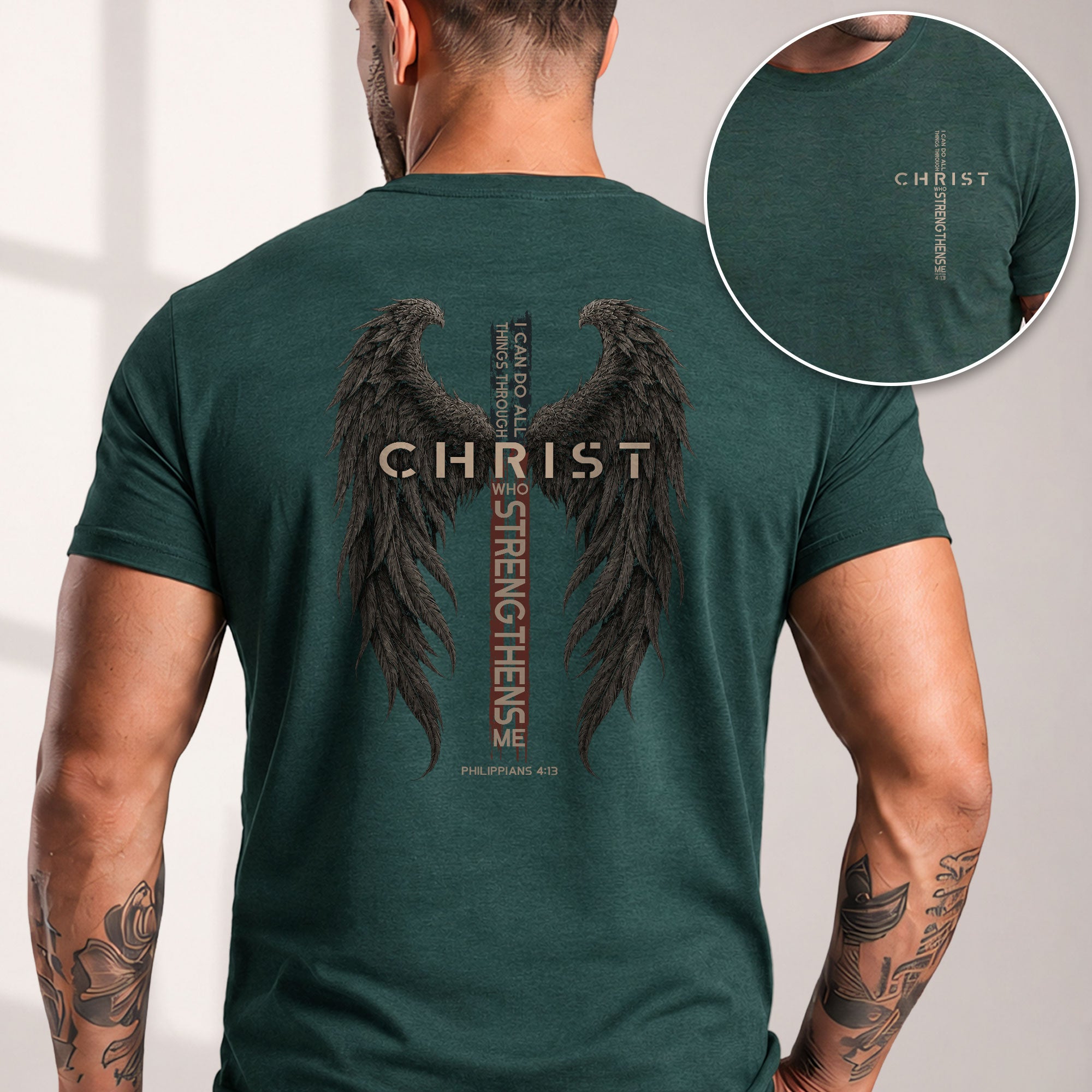 I Can Do All Things Through Christ Shirt Cross Wings Philippians 4 13 Graphic Tee - Rust Field Wear