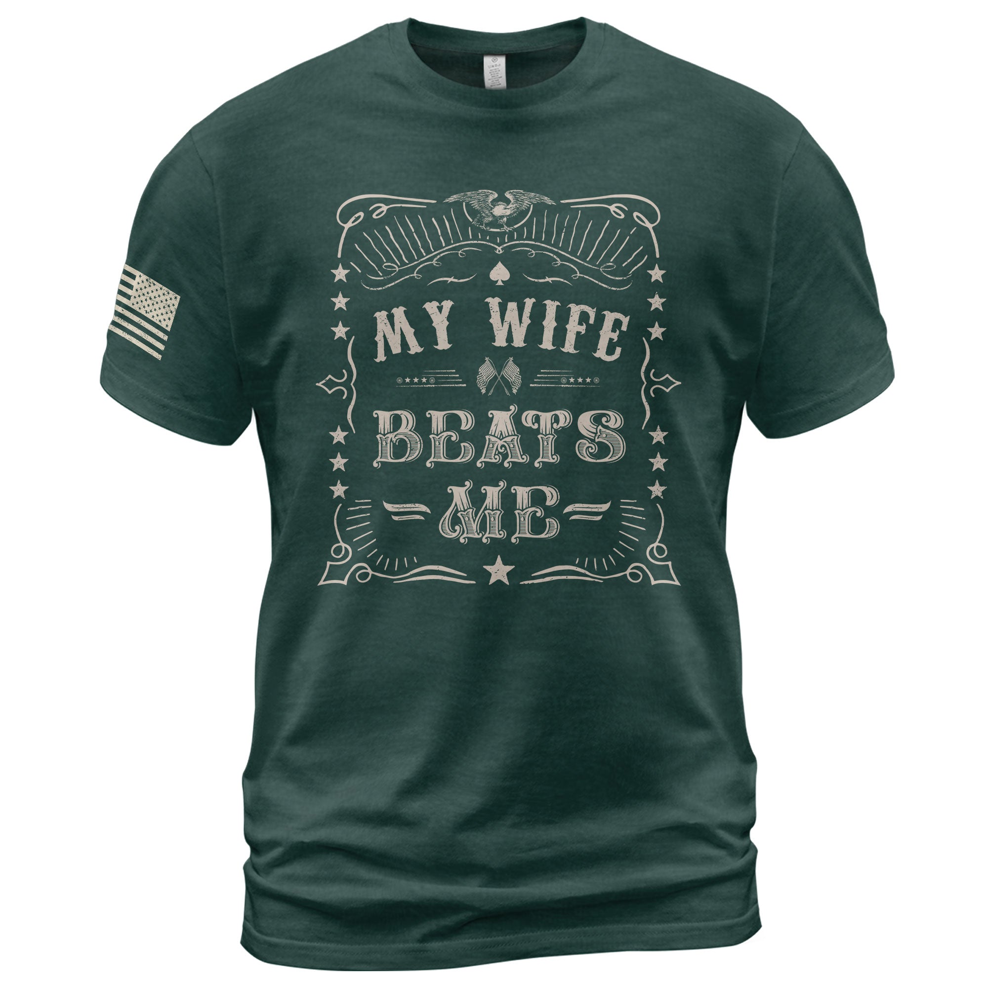 Funny Racing Flags Quote My Wife Beats Me Men Vintage Graphic Shirt Casual Novelty
