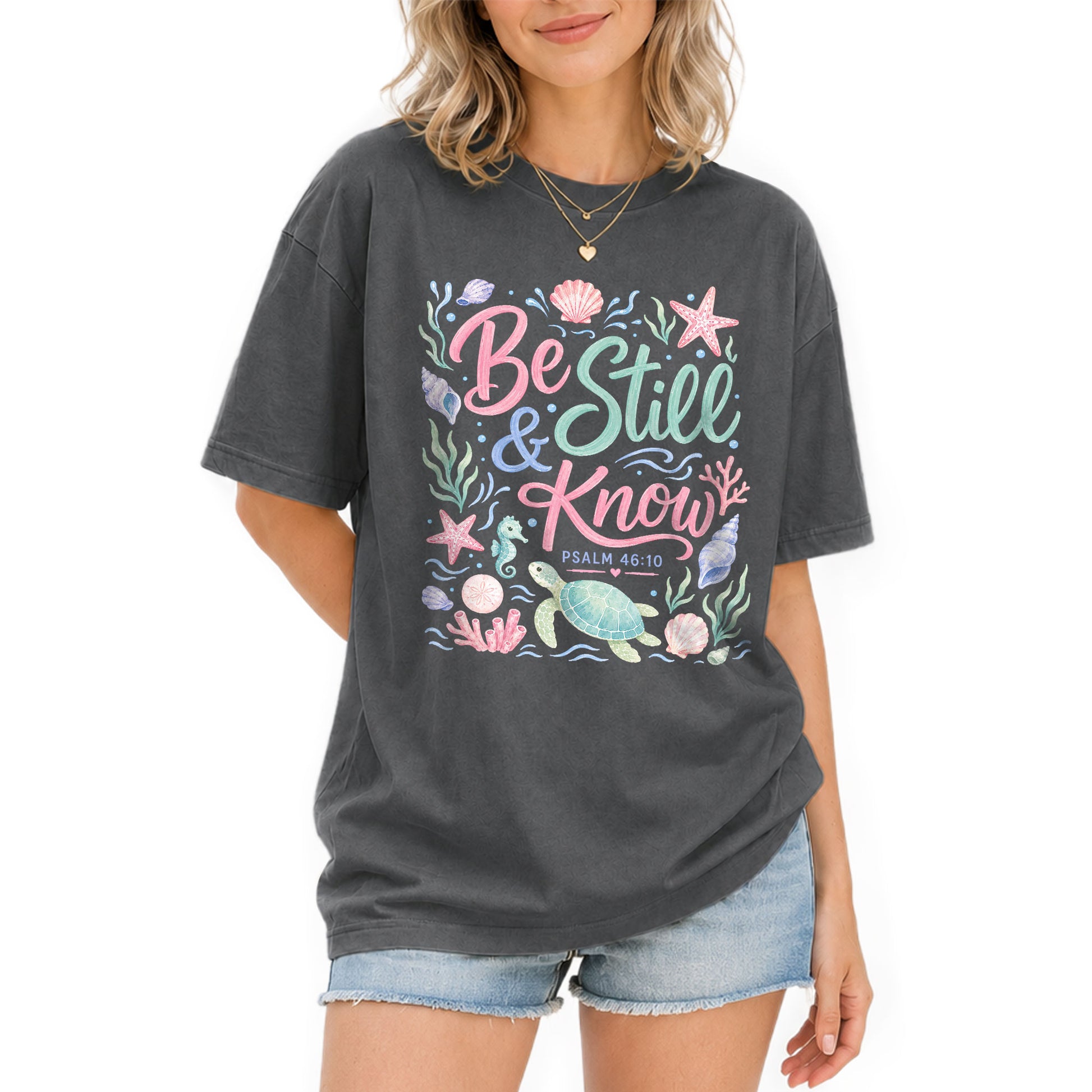 Be Still And Know Shirt Sea Turtle Ocean Beach Christian Psalm 46 10 Faith Graphic Tee - Rust Field Wear