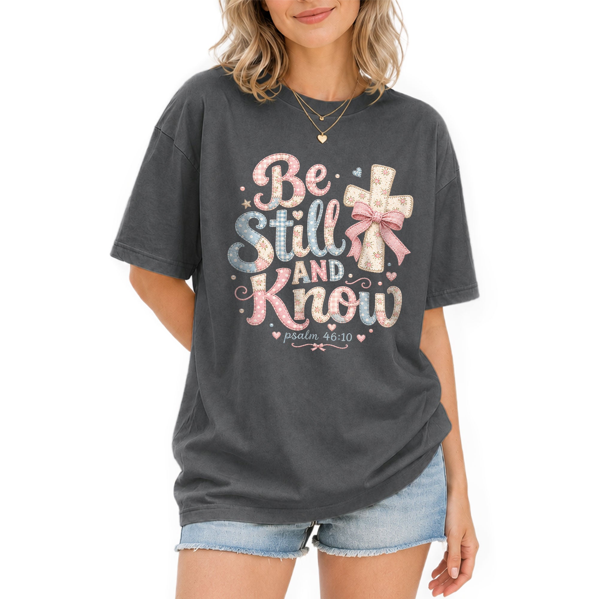 Be Still And Know Shirt Patchwork Cross Bow Christian Psalm 46 10 Faith Graphic Tee - Rust Field Wear