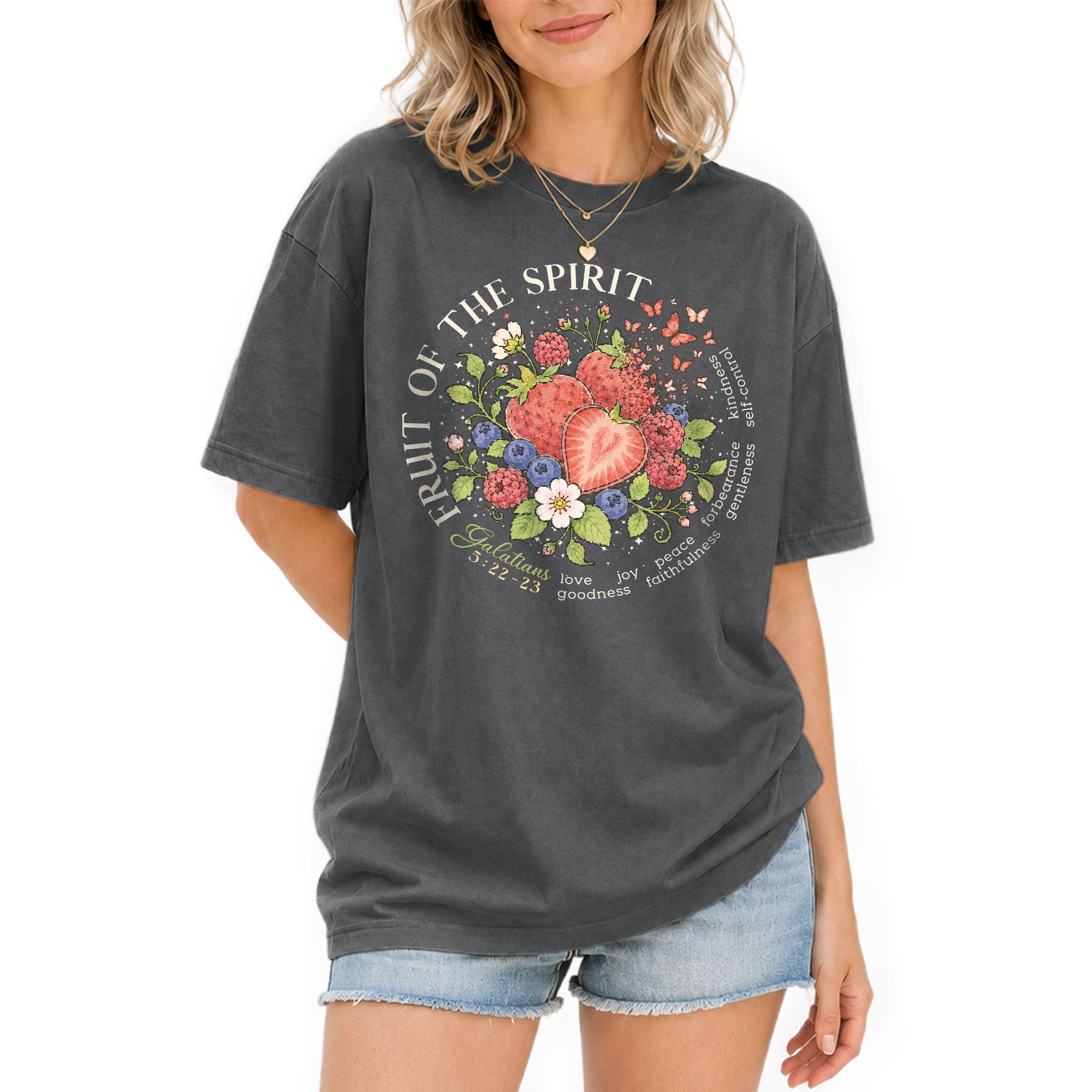 Fruit Of The Spirit Galatians 5 22 23 Berry Christian Graphic Tee For Women Apparel