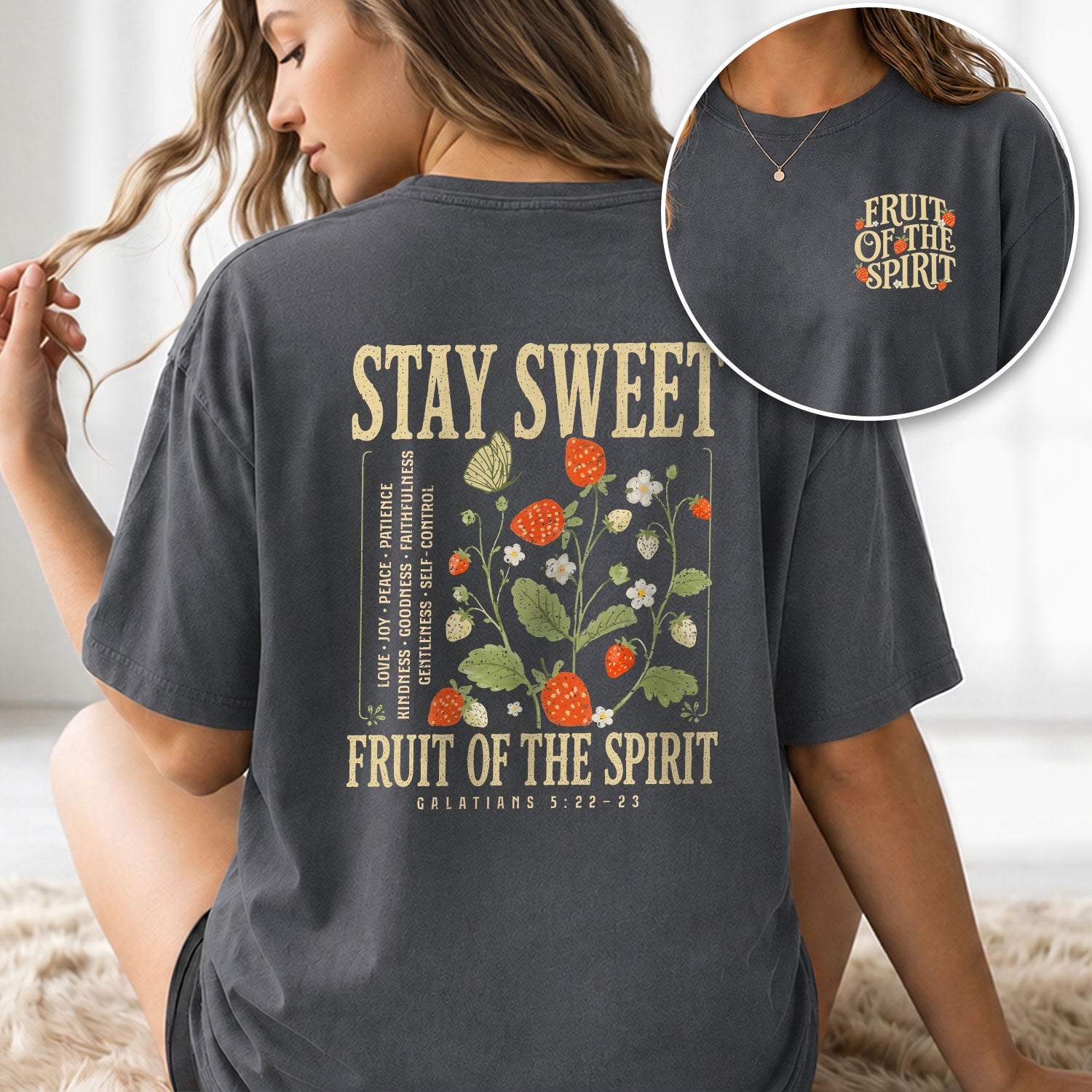 Stay Sweet Fruit Of The Spirit Galatians 5 22 23 Berry Christian Tee For Women Apparel