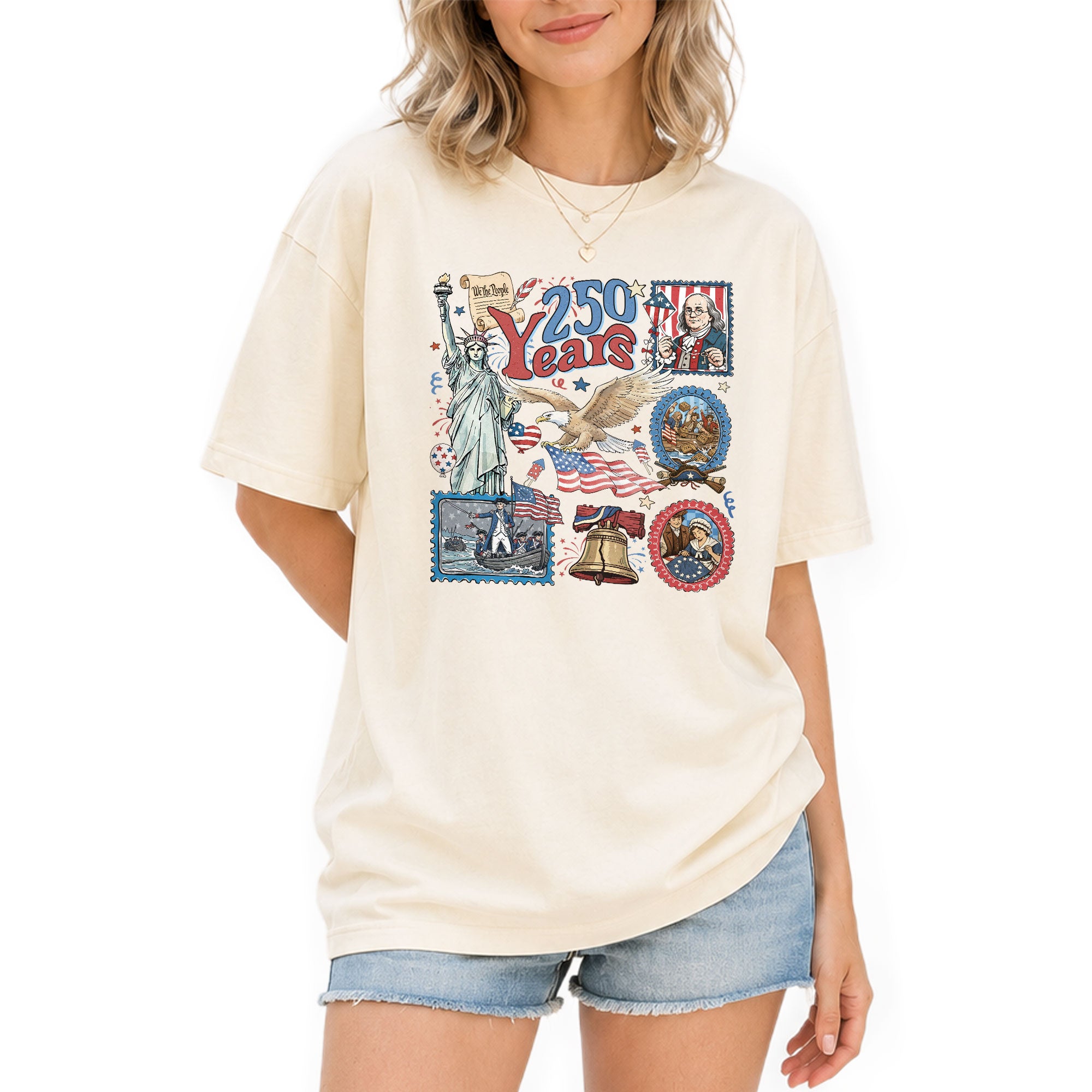 250th Anniversary America 1776-2026 Shirt - Groovy Vintage Patriotic Statement Tee - Rust Field Wear