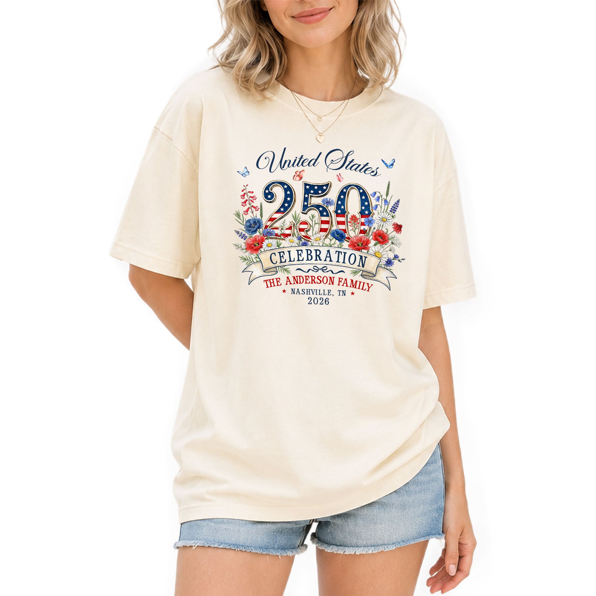 Custom Family Shirt United States Celebration 2026 250th Anniversary Patriotic Floral Gift - Rust Field Wear
