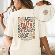 Faith Over Fear Christian Shirt Floral Bible Verse Women T-Shirt Psalms 118:6 Tee - Rust Field Wear