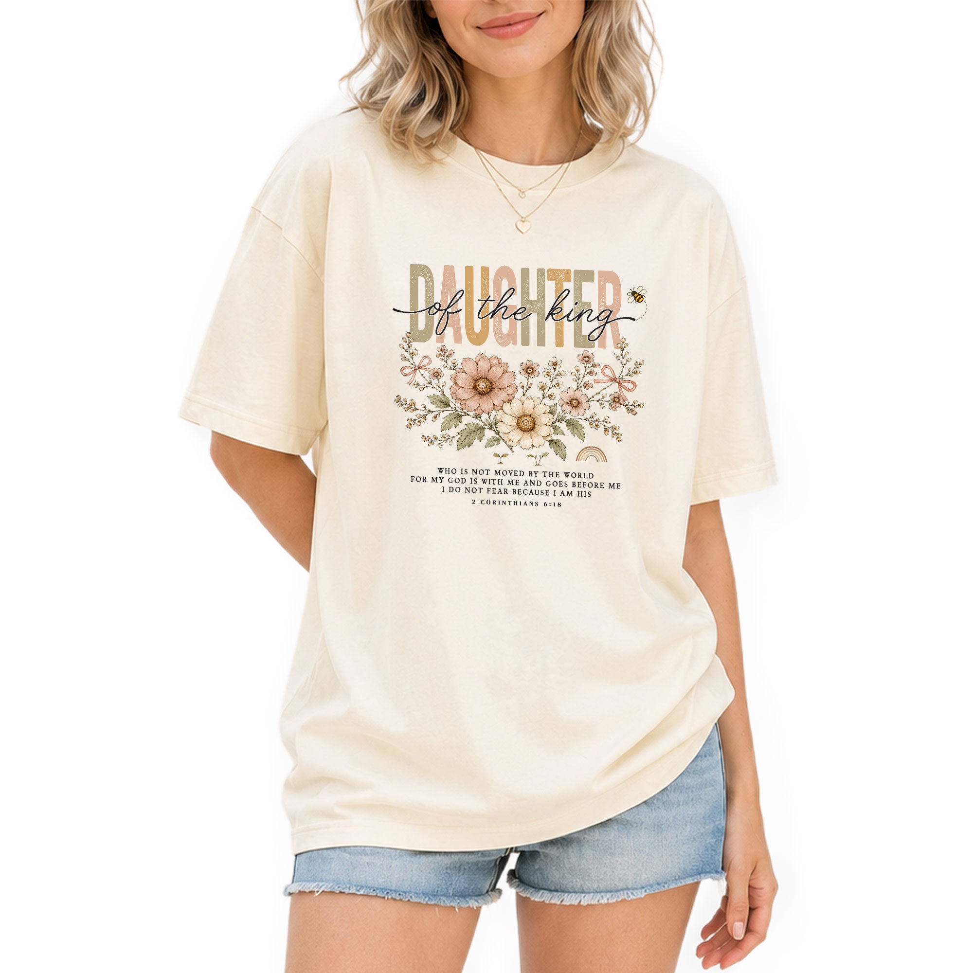Daughter Of The King Shirt Daisy Bee Christian 2 Corinthians 6 18 Faith Graphic Tee - Rust Field Wear
