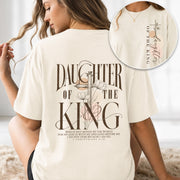 Daughter Of The King Cross Floral Christian Graphic Everyday Tee Shirt For Women - Rust Field Wear