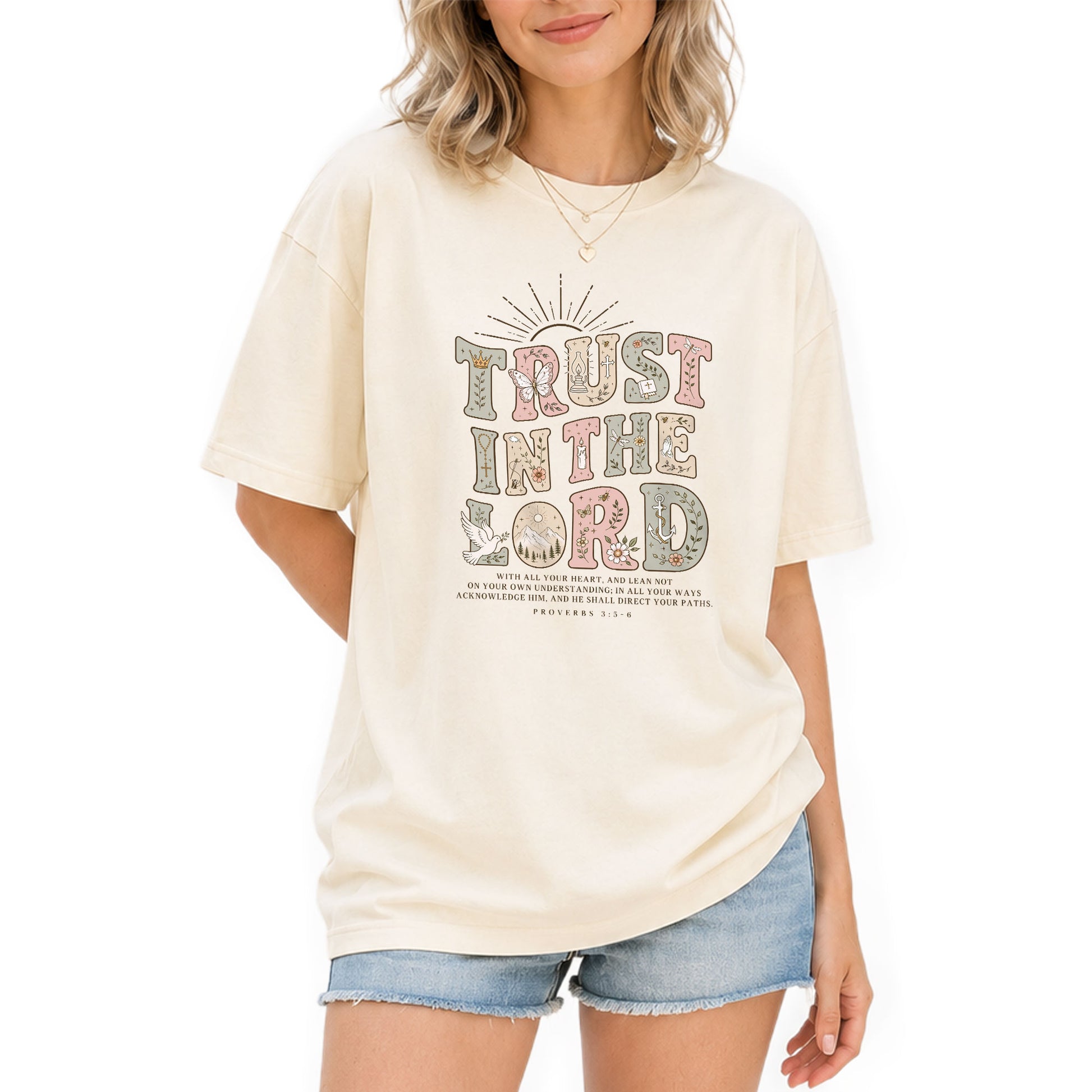 Trust In The Lord T-Shirt Christian Women Faith Shirt Aesthetic Colorful Bible Verse Tee - Rust Field Wear