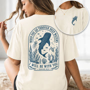 When You Go Through Deep Waters T-Shirt Isaiah 43 2 Whale Shark Christian Bible Verse