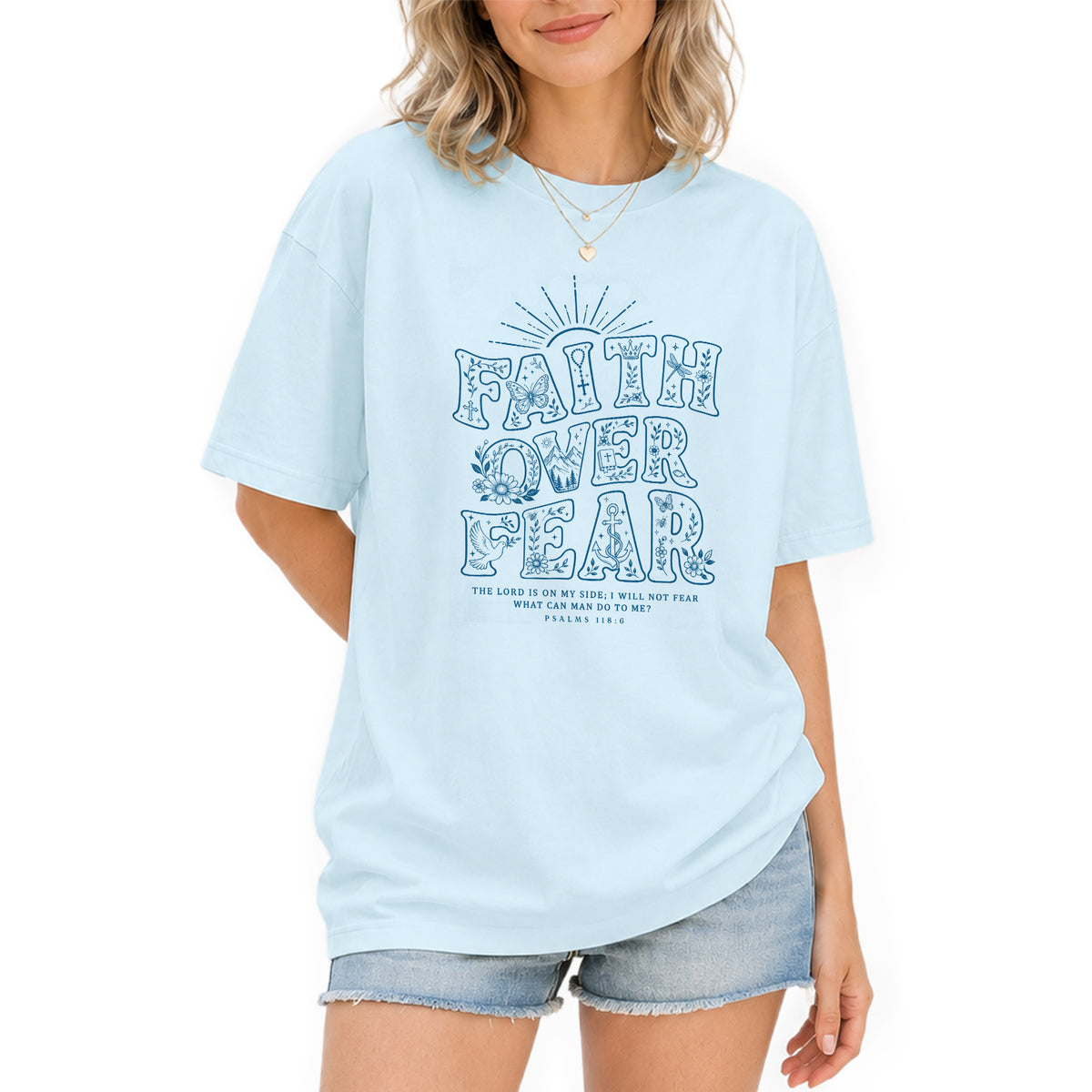 Faith Over Fear Christian Shirt Womens Bible Verse T-Shirt Psalms 118 6 Jesus Tee - Rust Field Wear