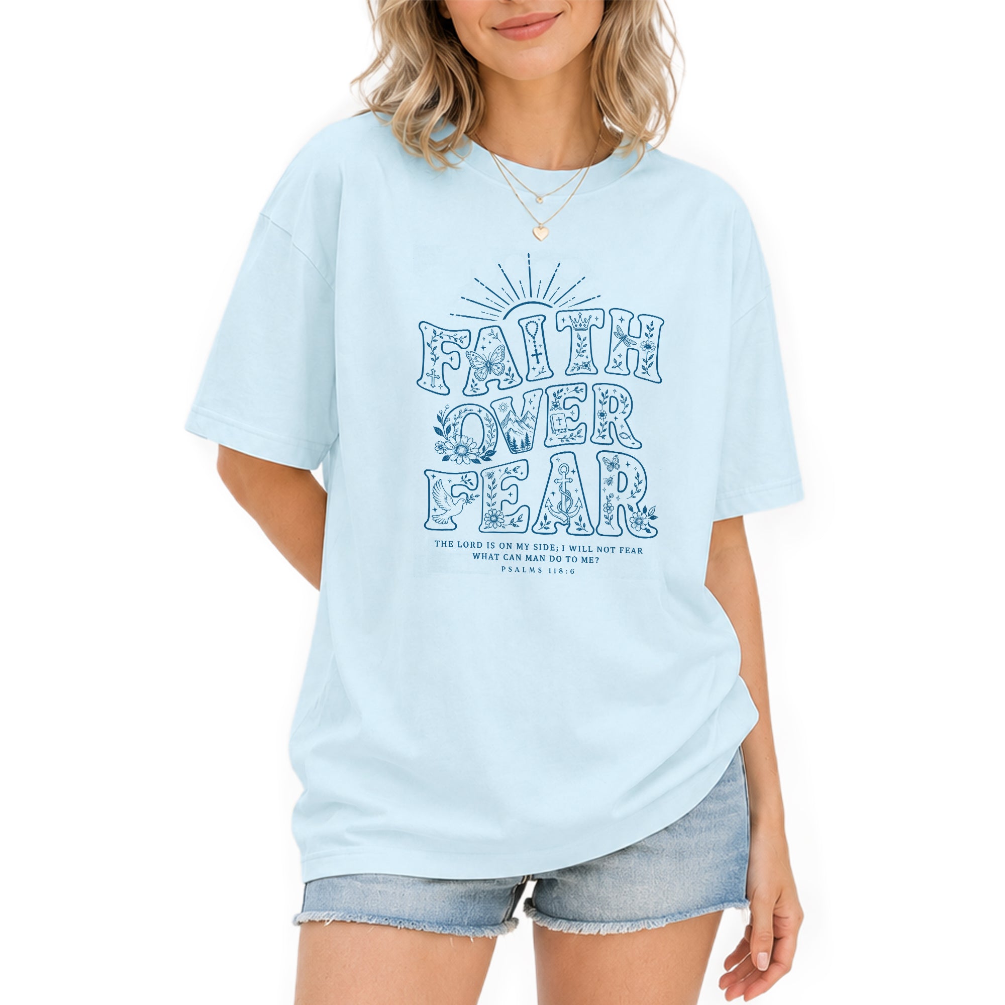 Faith Over Fear Christian Shirt Womens Bible Verse T-Shirt Psalms 118 6 Jesus Tee - Rust Field Wear