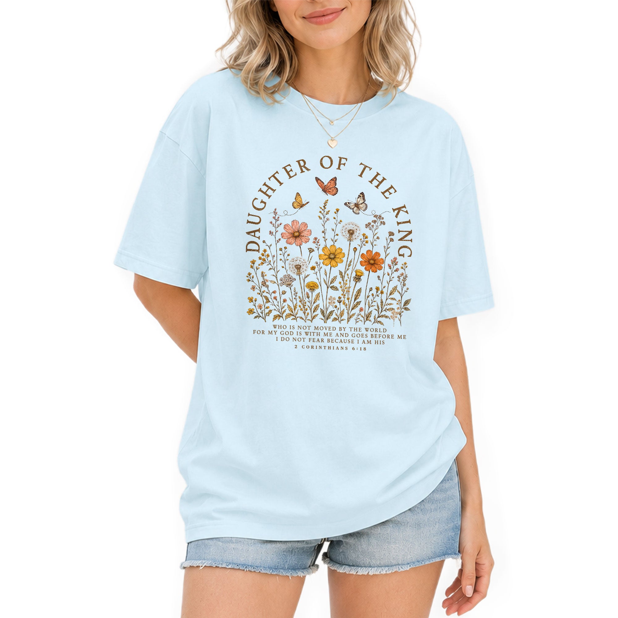 Daughter Of The King Shirt Butterfly Christian 2 Corinthians 6 18 Faith Graphic Tee - Rust Field Wear