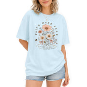 Faith Over Fear Shirt Wildflower Daisy Christian Psalm 118 6 Bible Verse Graphic Tee - Rust Field Wear