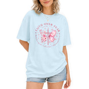 Faith Over Fear Psalms 118:6 Butterfly Cross Christian Graphic Tee For Women Apparel - Rust Field Wear