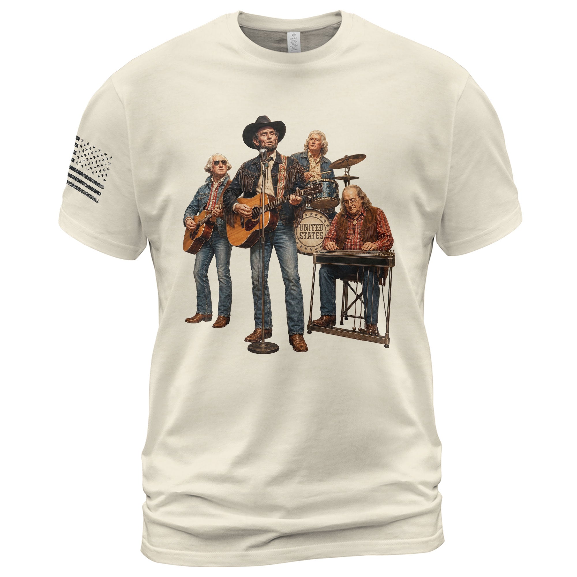 Vintage Patriotic Country Music Apparel - Founding Fathers Band Graphic Design - Rust Field Wear