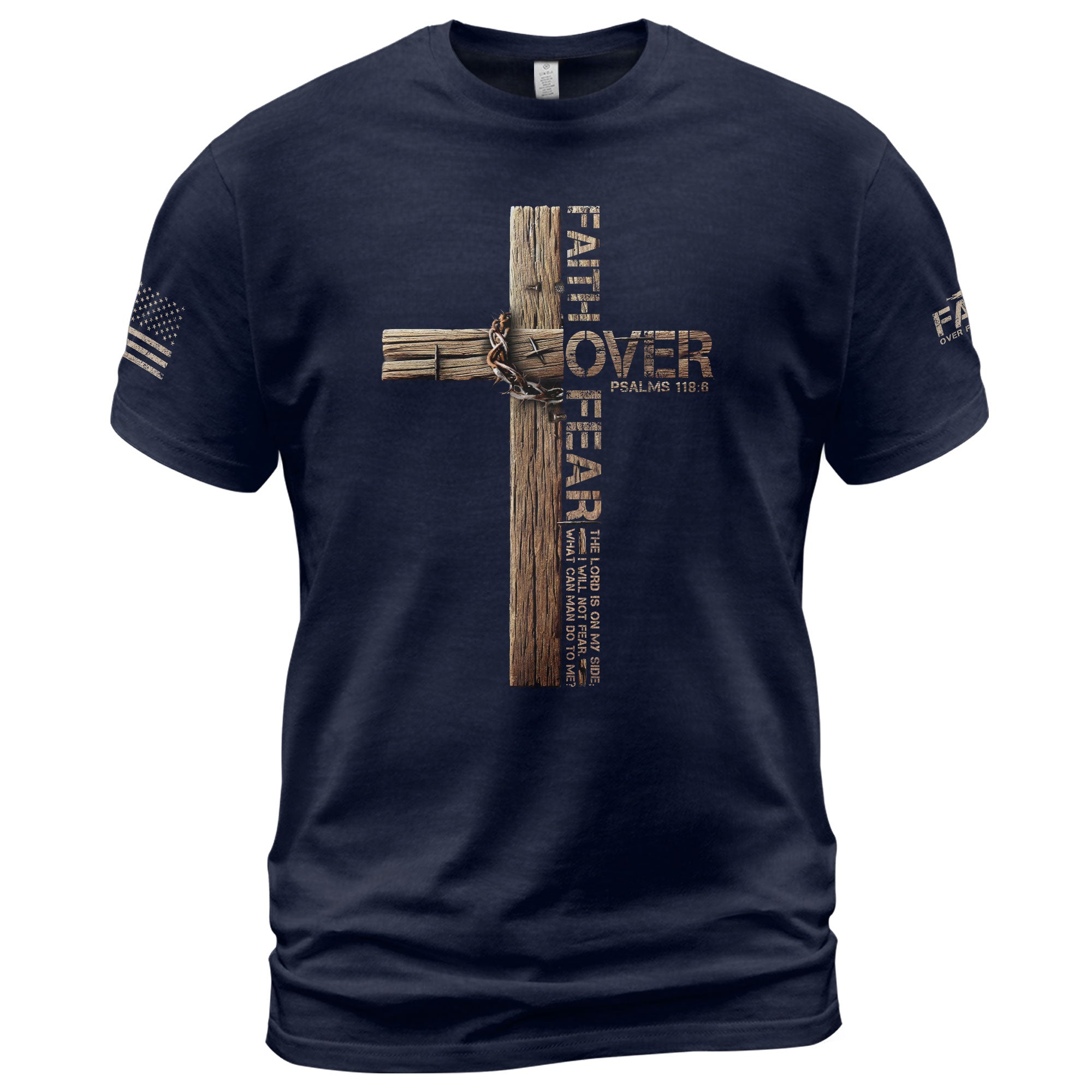 Christian Cross Faith Over Fear Edition, Christian Tee Shirts - Faith Shirts for Men - Rust Field Wear