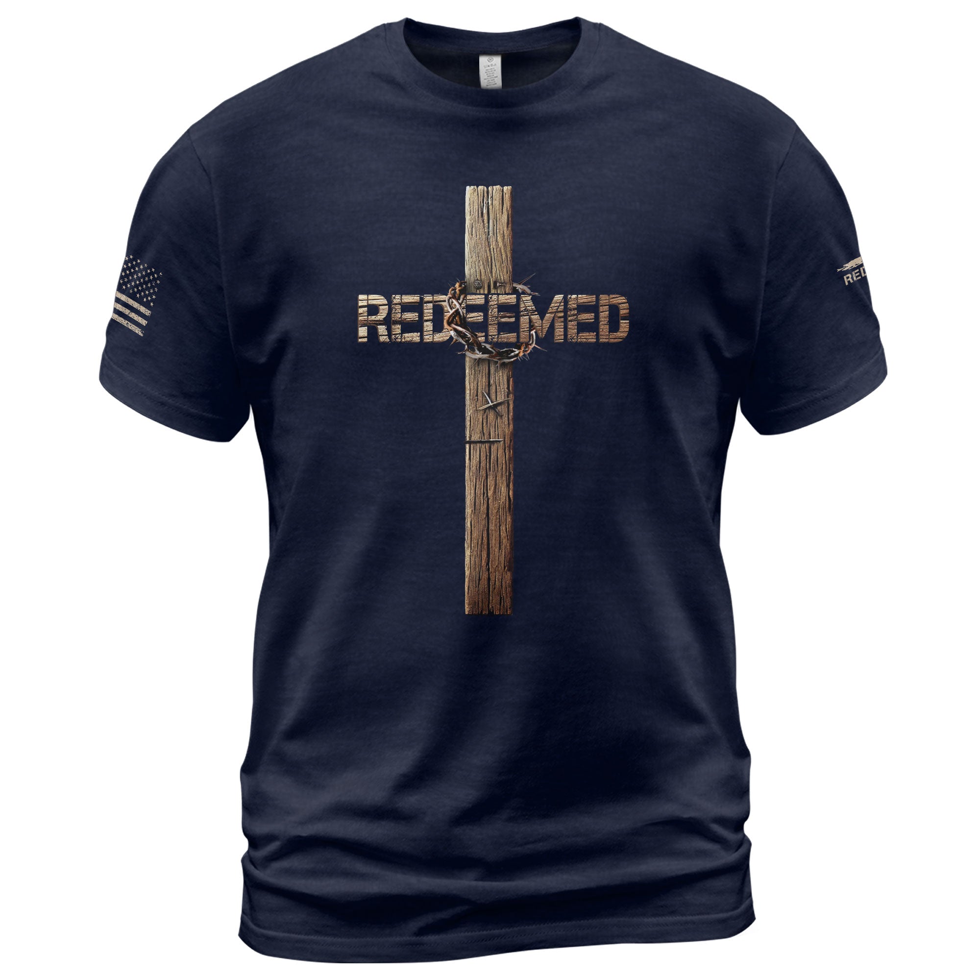 Redeemed Wooden Cross Edition, Christian Shirts for Men - Christian Tee Shirts - Rust Field Wear
