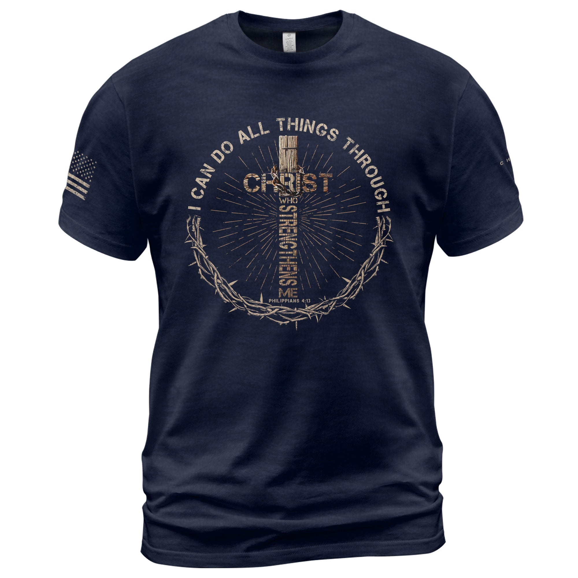 I Can Do All Things Through Christ, Christian Tee Shirts - Faith Shirts for Men - Rust Field Wear