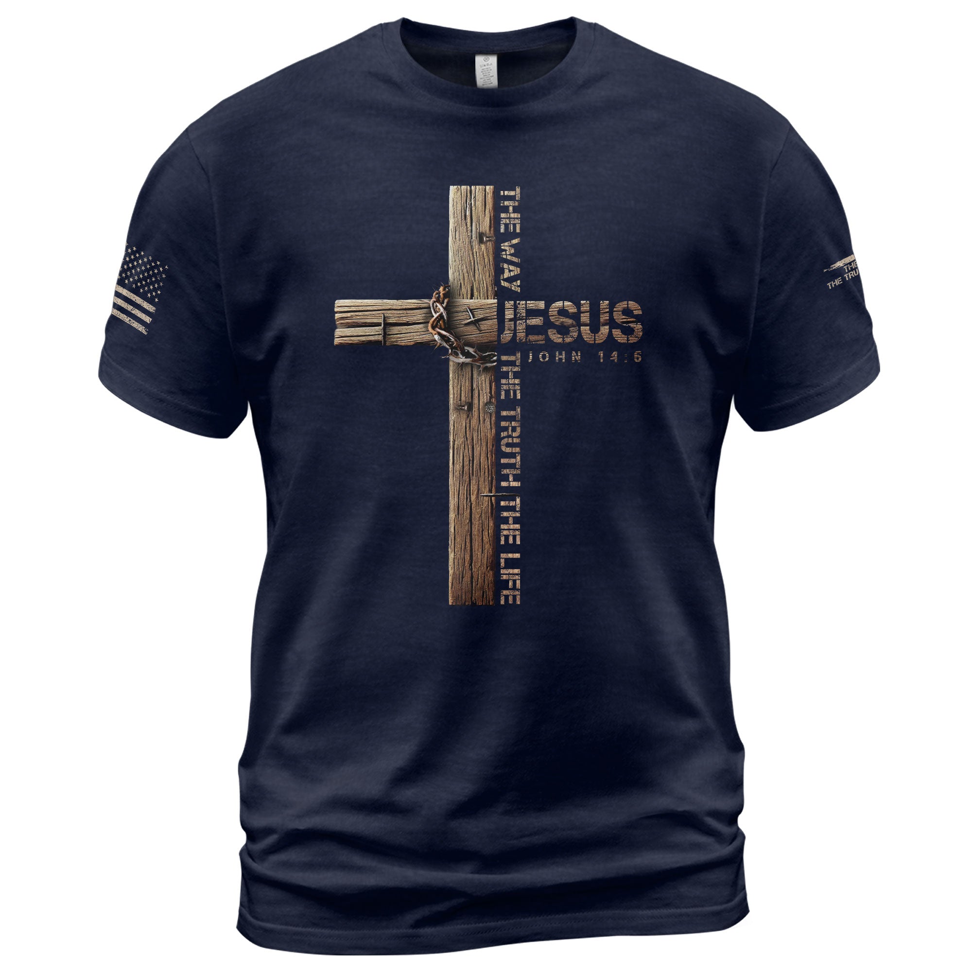 Christian Shirts for Men - Jesus Is the Way John 14:6 Cross Design, Christian Tee Shirts - Rust Field Wear