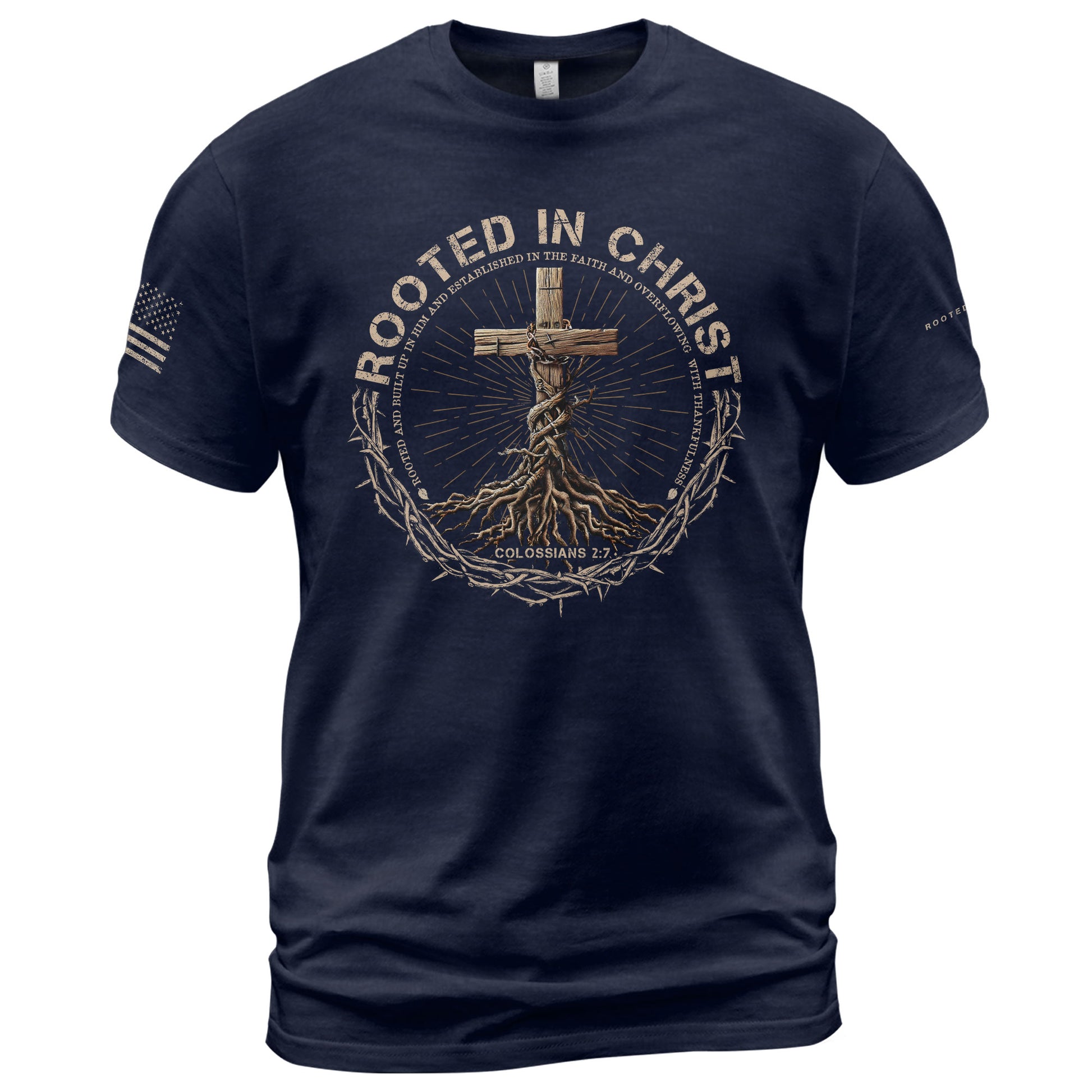 Rooted In Christ, Christian Shirts for Men - Christian Tee Shirts - Rust Field Wear