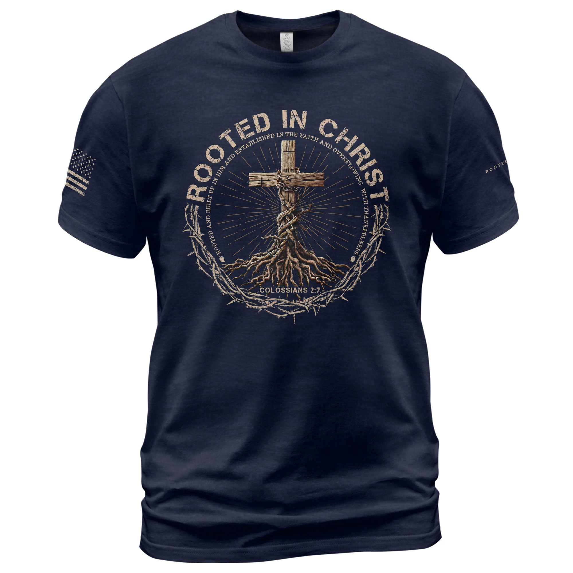 Rooted In Christ, Christian Shirts for Men - Christian Tee Shirts - Rust Field Wear