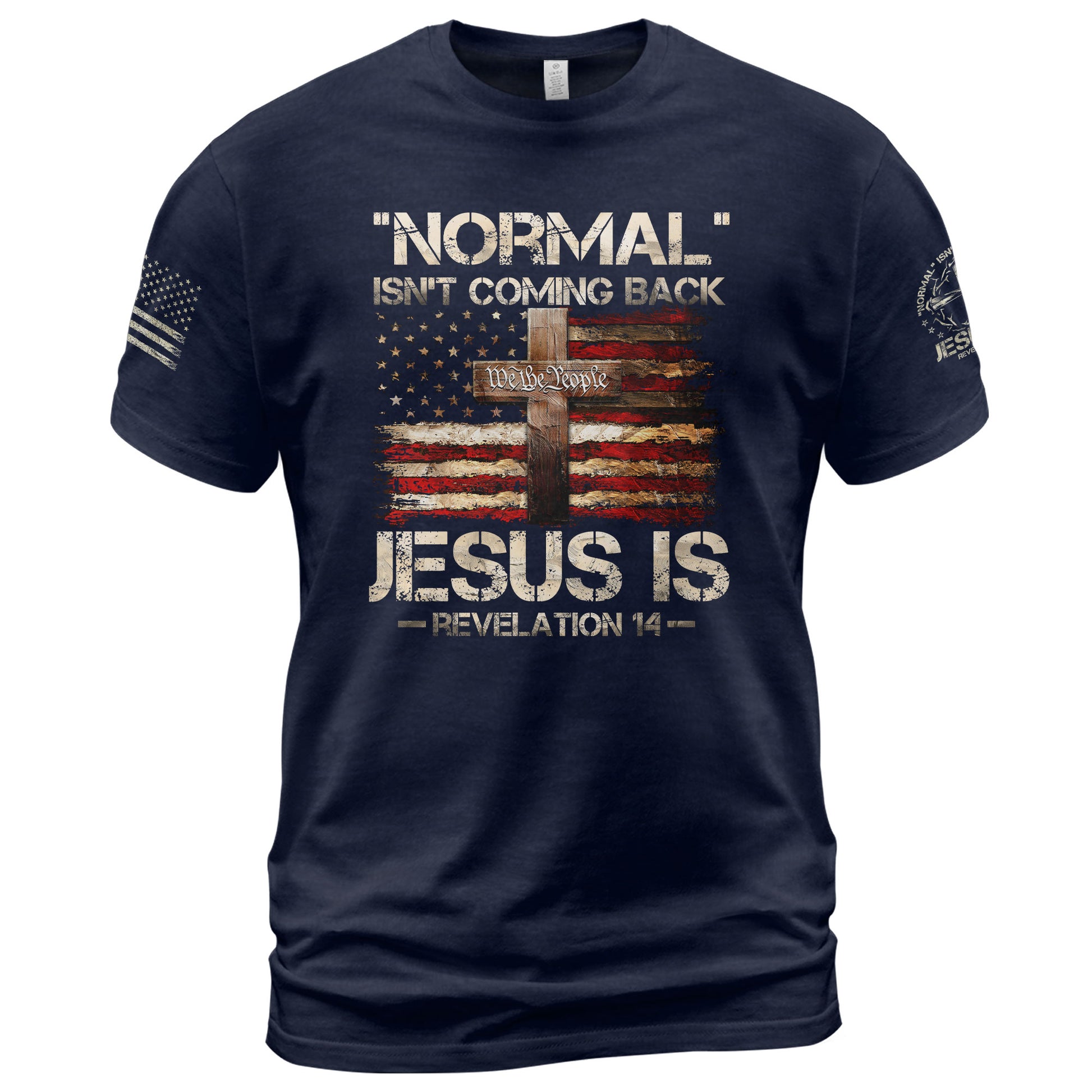 Jesus Is Coming Back Revelation 14 Faith and Patriotism - Christian Tee Shirts, Christian Shirts for Men - Rust Field Wear