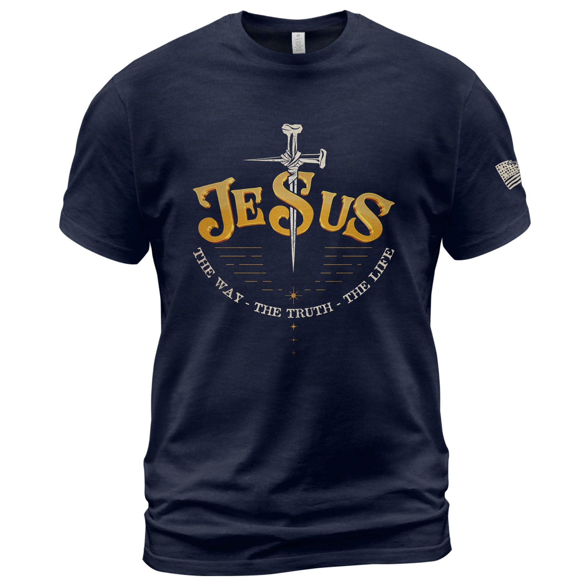 Faith Based Christian Tee Shirts, Forged in Faith JESUS Sword Bold - Christian Shirts for Men - Rust Field Wear