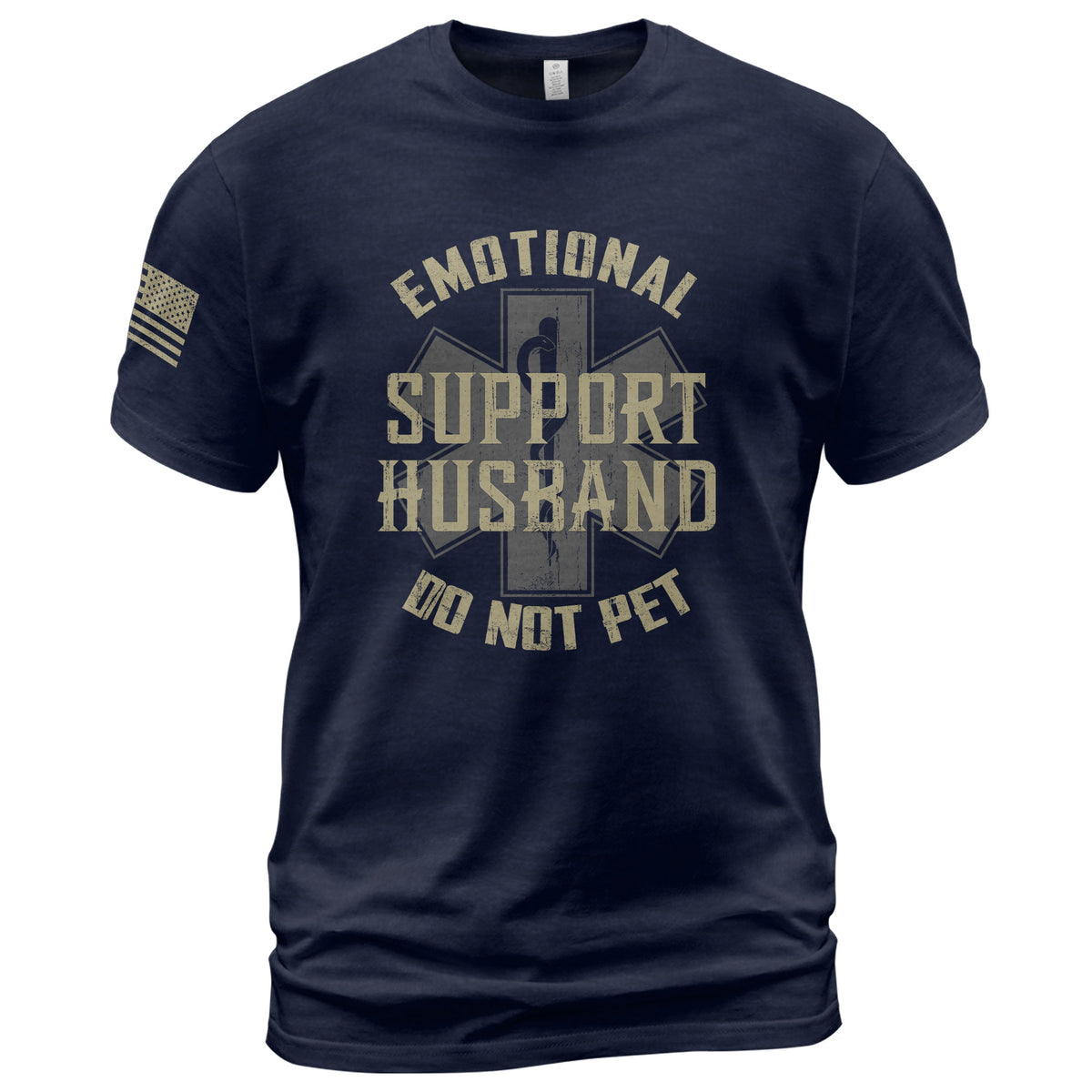 Funny Emotional Support Husband Sarcastic Graphic Tee Shirt Casual Apparel Top Clothing