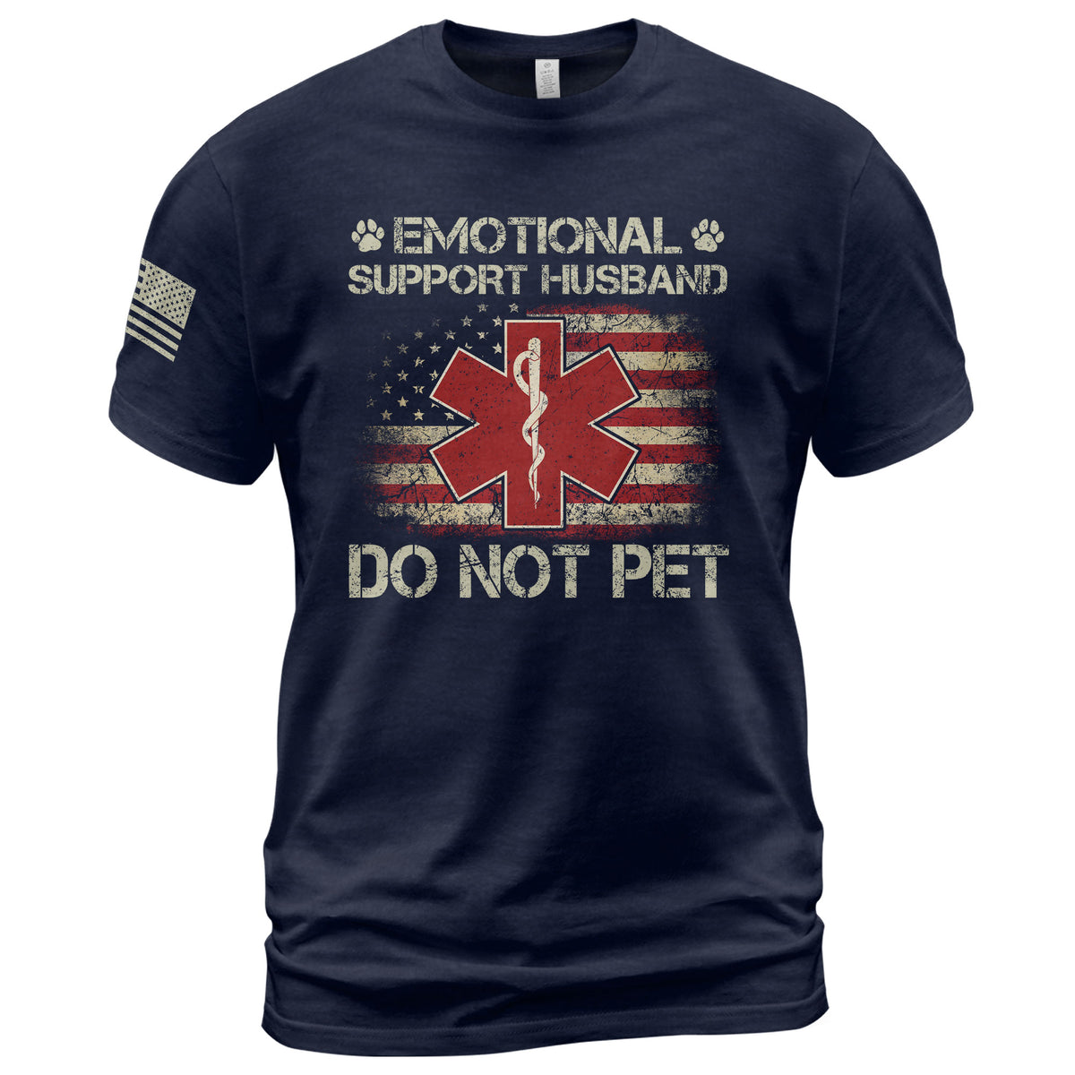 Funny Emotional Support Husband Flag Graphic Tee Shirt Casual Apparel Top Clothing