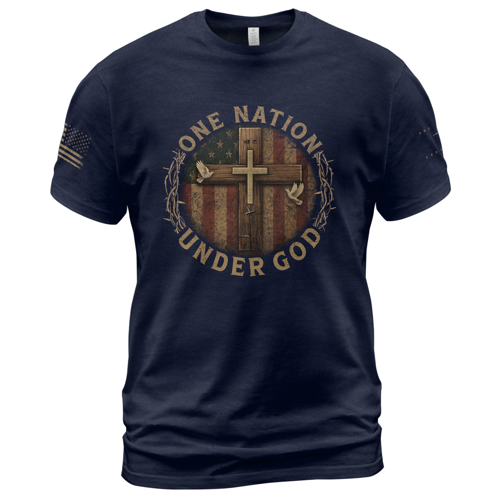 Christian Tee Shirts, One Nation Under God - Christian Shirts for Men - Rust Field Wear