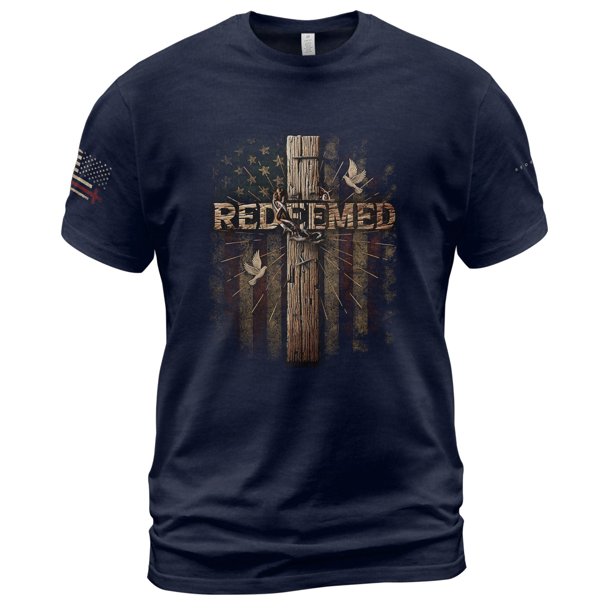 Freedom Shirts for Men, Redeemed and Set Free Christian Freedom - Patriotic T Shirts - Rust Field Wear