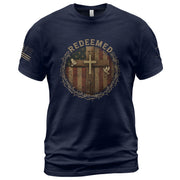 Freedom T Shirt, Redeemed Through the Cross Freedom Worn Bold - Freedom Shirts for Men - Rust Field Wear