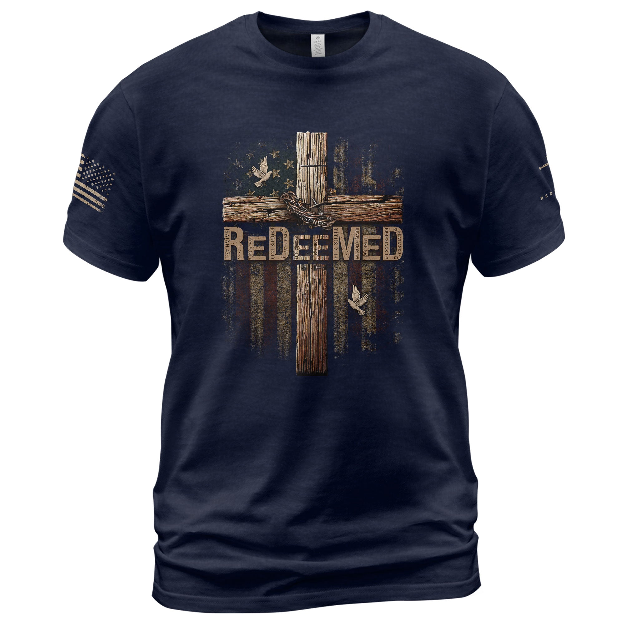 Christian Shirts for Men - ReDeeMed Chains Off, Faith On, Christian Tee Shirts - Rust Field Wear