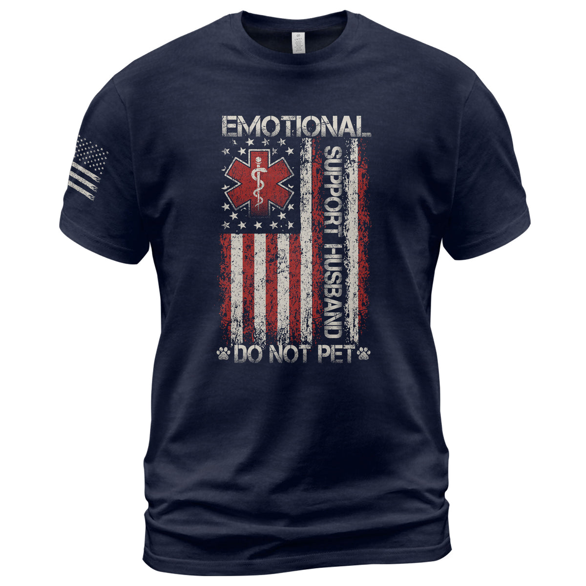 Clever Emotional Support Husband Do Not Pet Vertical Star Tee Shirt Cotton Apparel