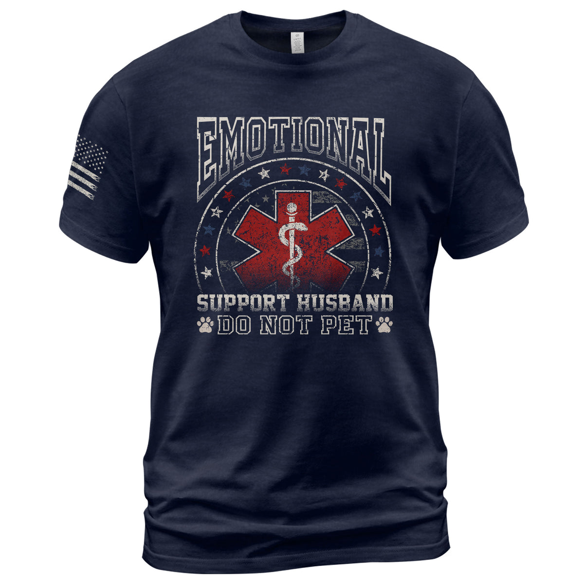Emotional Support Husband Do Not Pet Star Ring Graphic Tee Shirt Cotton Apparel Top