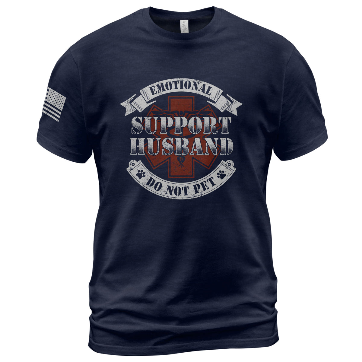 Amusing Emotional Support Husband Do Not Pet Banner Tee Shirt Cotton Apparel Top