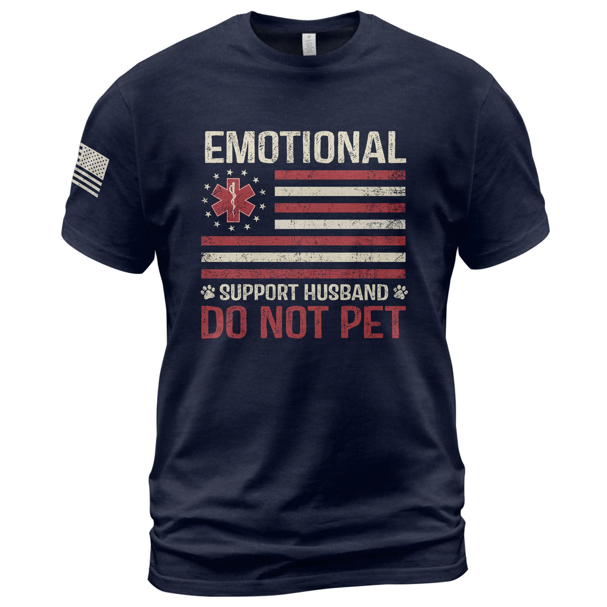 Witty Emotional Support Husband Do Not Pet Stars Stripes Tee Shirt Cotton Apparel