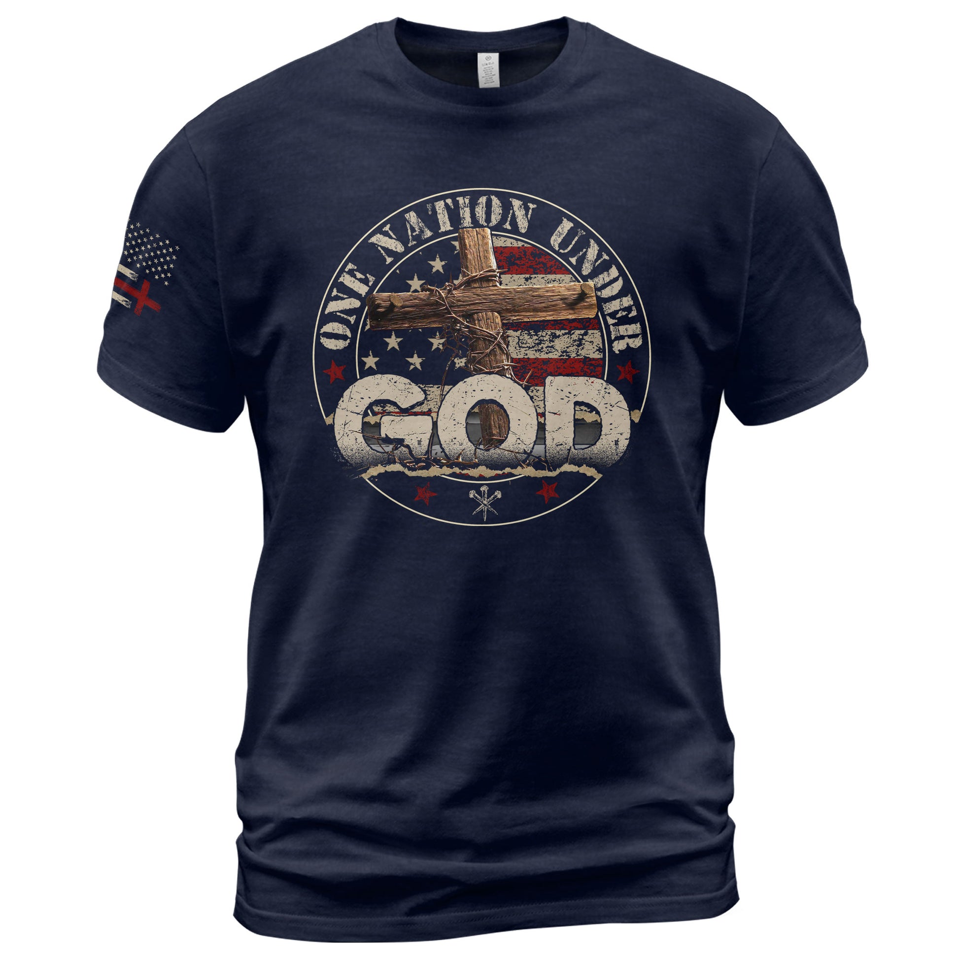 One Nation Under God Christian - Christian Shirts for Men, Faith Based Christian Tee Shirts - Rust Field Wear