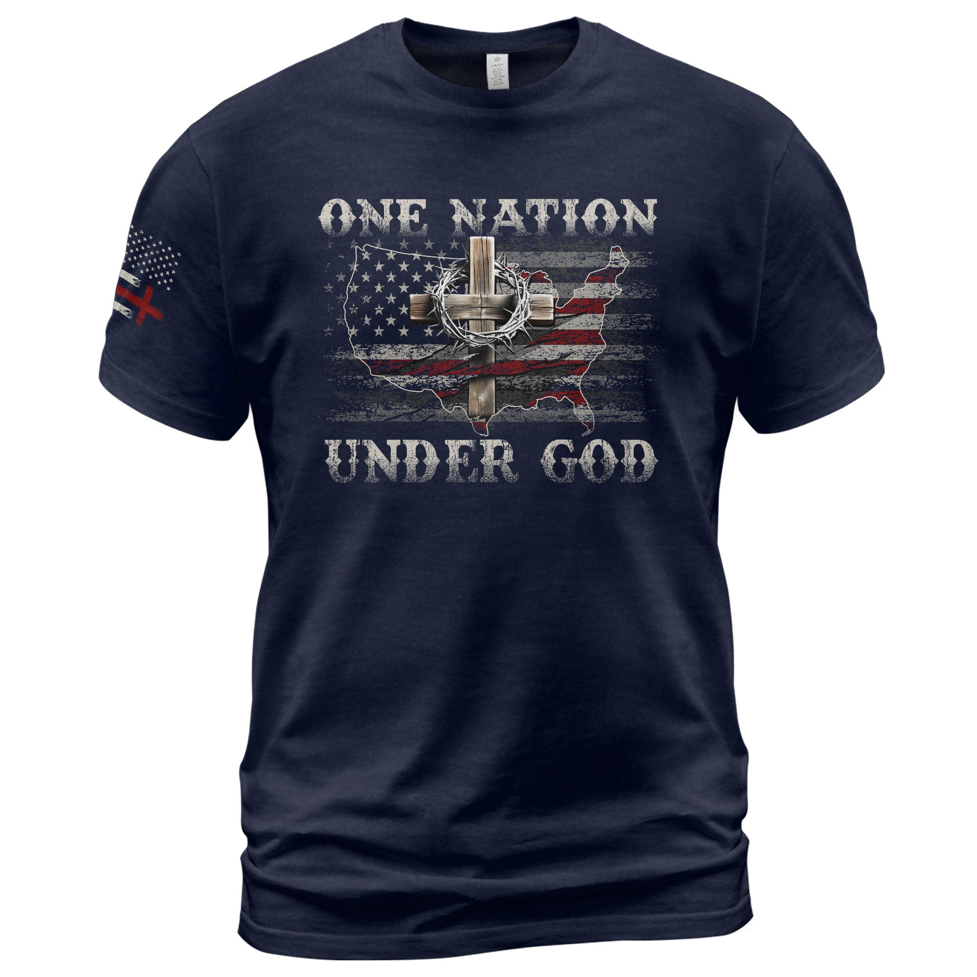 Christian Shirts for Men - One Nation Under God Christian American Flag, Christian Tee Shirts - Rust Field Wear