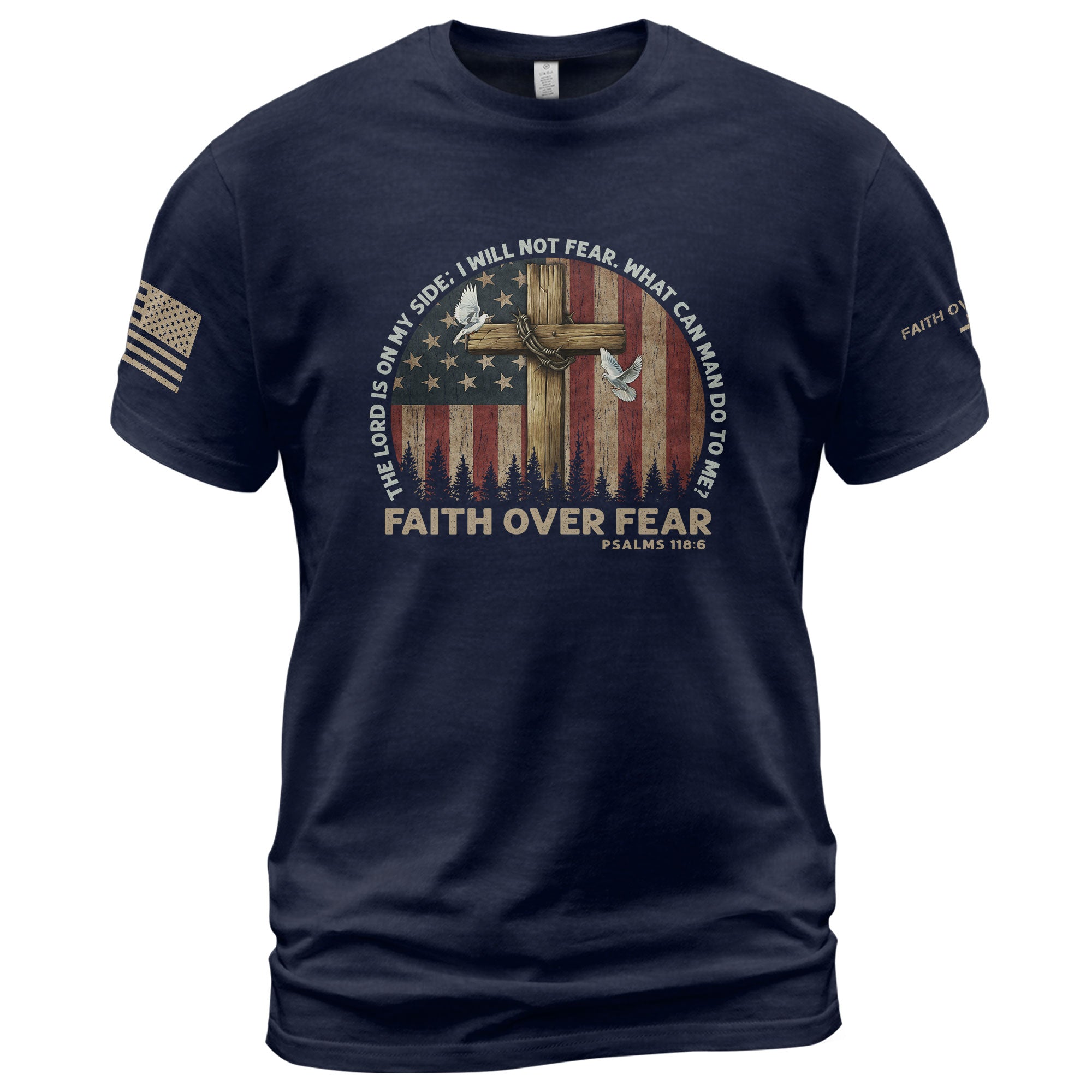 Christian Shirts for Men, Faith Over Fear Psalms 118:6 - Christian Tee Shirts - Rust Field Wear
