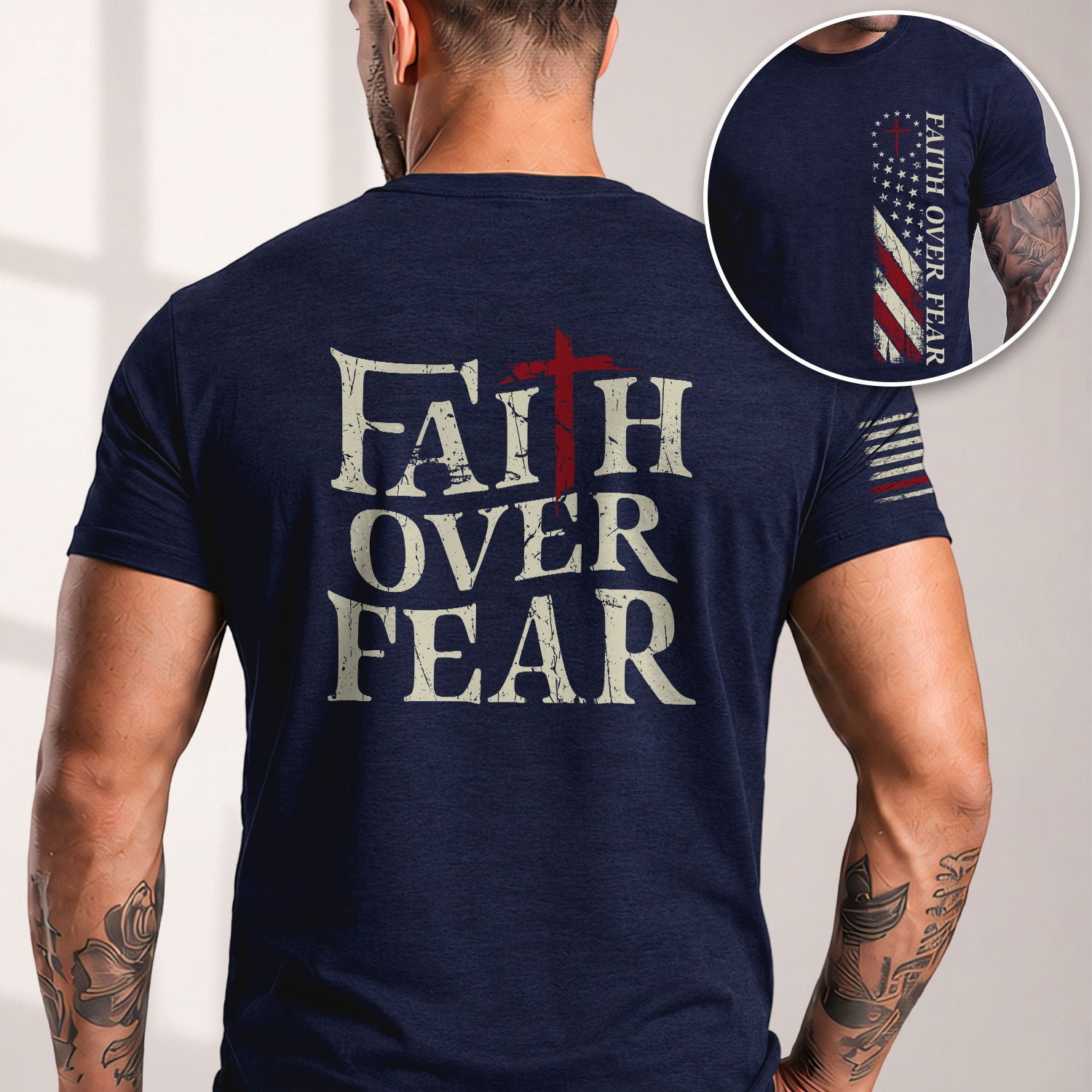 Faith Over Fear Christian Strength, Christian Tee Shirts - Faith Shirts for Men - Rust Field Wear