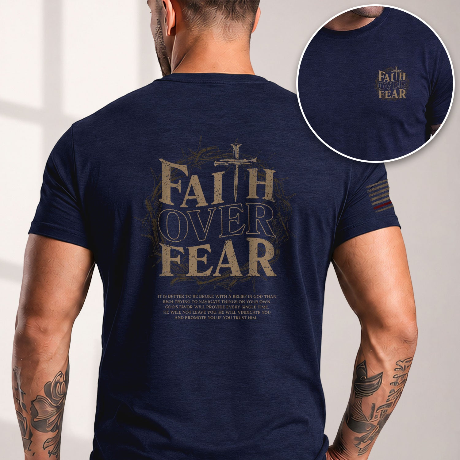 Faith Over Fear Stand In Faith - Christian Tee Shirts, Christian Shirts for Men - Rust Field Wear