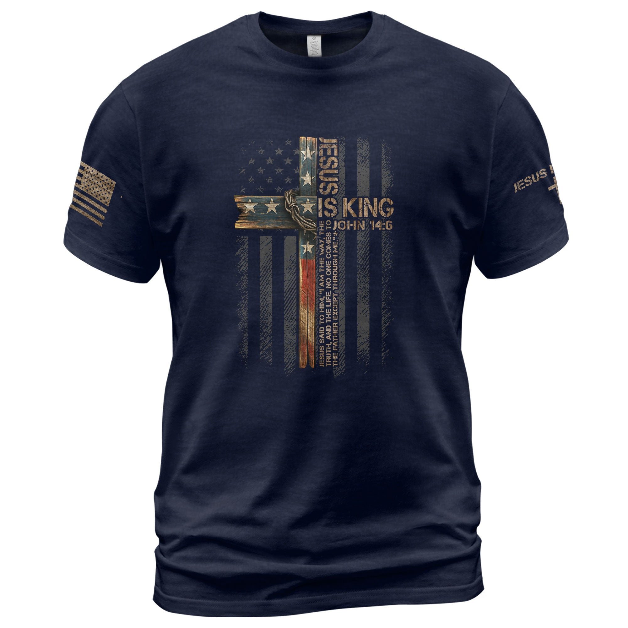 Christian Tee Shirts, Jesus Is King John 14:6 Cross Christian - Christian Shirts for Men - Rust Field Wear