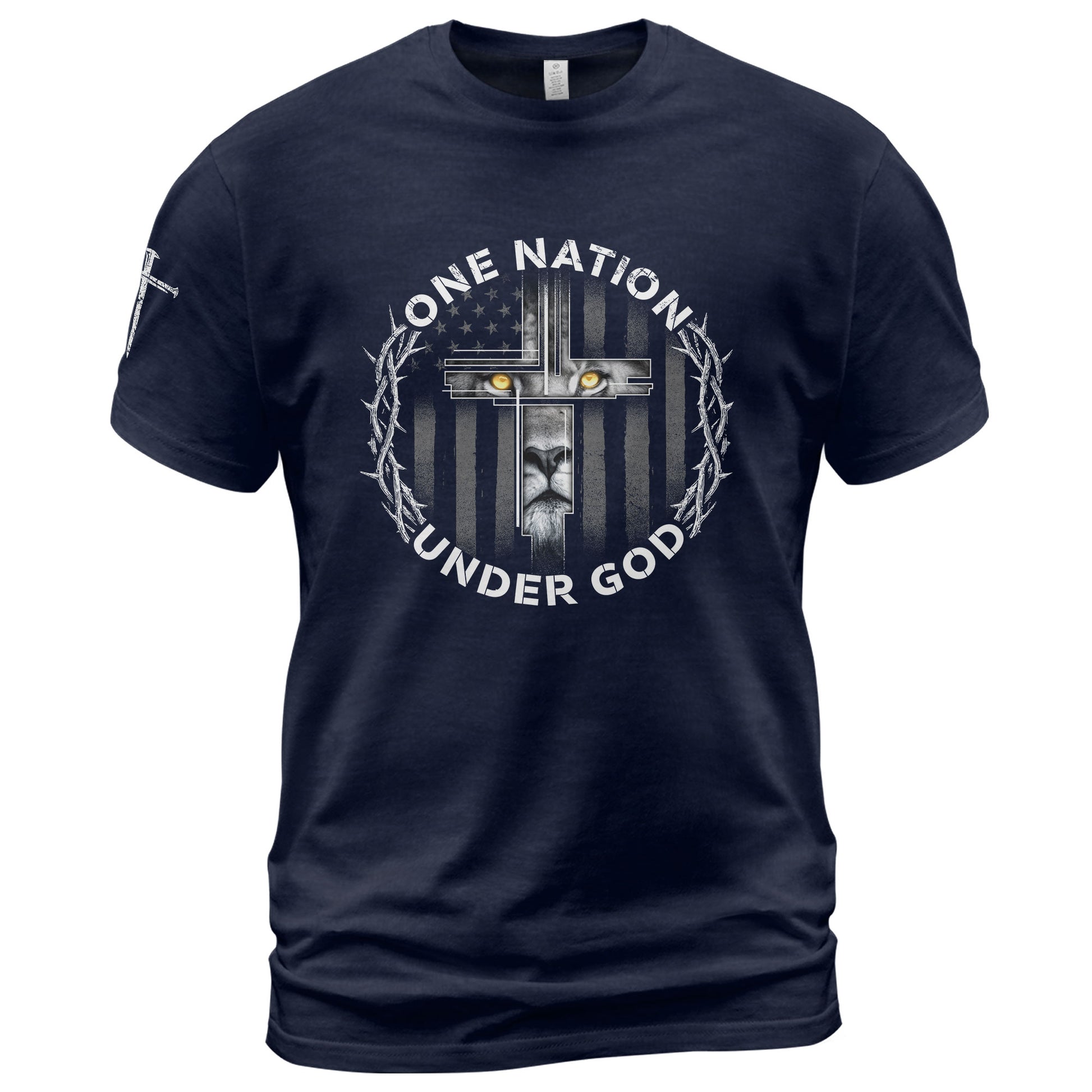One Nation Under God Lion Cross, Christian Tee Shirts - Faith Shirts for Men - Rust Field Wear