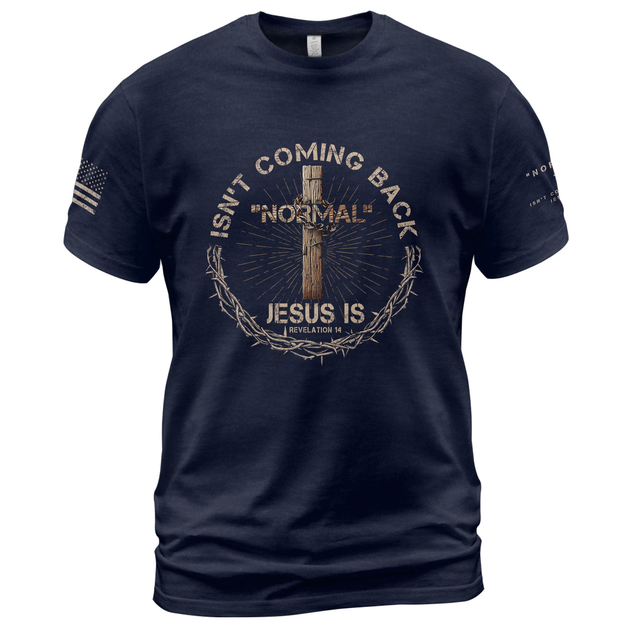 Christian Shirts for Men, Revelation 14 Jesus Over Normal - Christian Tee Shirts - Rust Field Wear