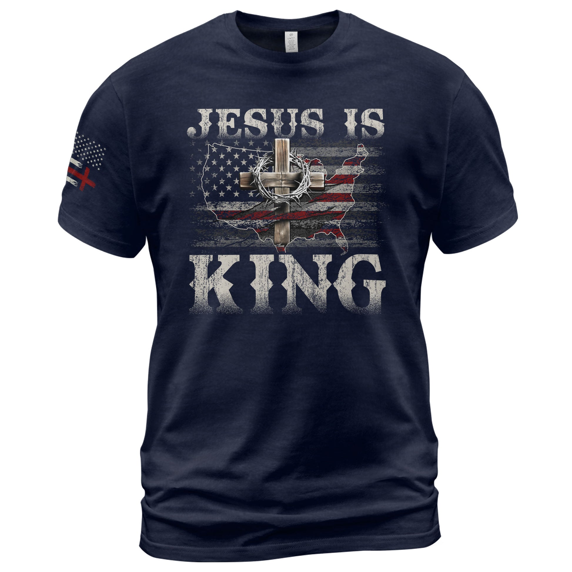 Christian Shirts for Men, Jesus Is King Crown Him with Every Step - Christian Tee Shirts - Rust Field Wear